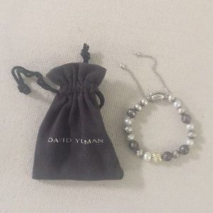 David Yurman Silver Pearl and Gold bracelet